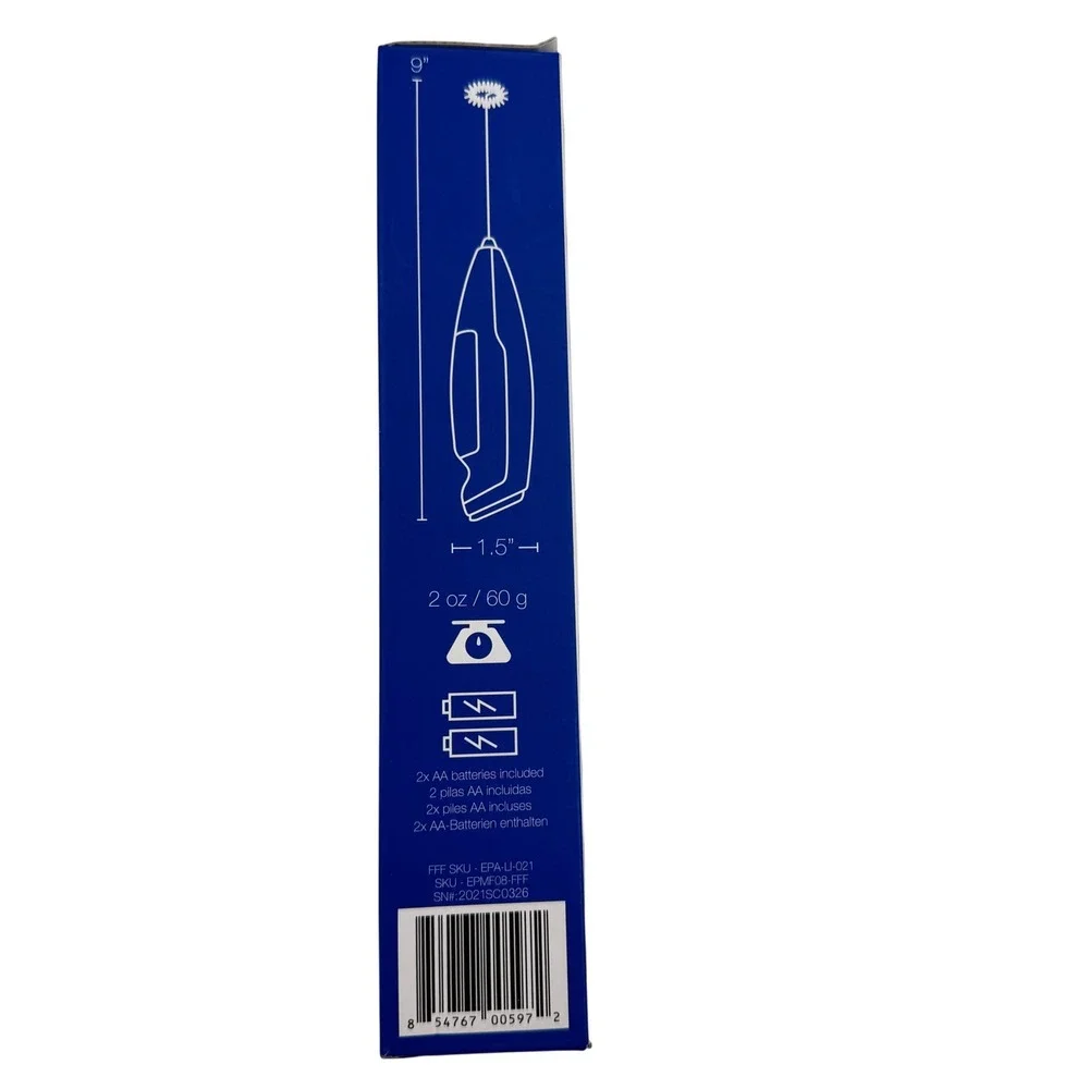 Epare Milk Frother Handheld Battery Operated Teal Stainless‎ Steel Whisk New